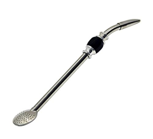 RECHERE Stainless Steel Yerba Mate Tea Bombilla Gourd Drinking Straw Filter Silver (Black) - Image 5