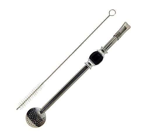 RECHERE Stainless Steel Yerba Mate Tea Bombilla Gourd Drinking Straw Filter Silver (Black) - Image 3