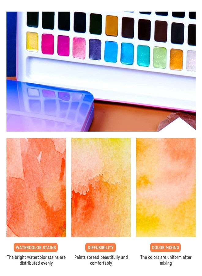PAUL RUBENS Meiliang 48 Colors Watercolor Paint Set with 36 Vibrant Colors 12 Glitter Colors and Watercolor Block, High Transparency Not Chalky, Easy to Rewet and Mix Suitable for Beginners and Professionals - Image 3