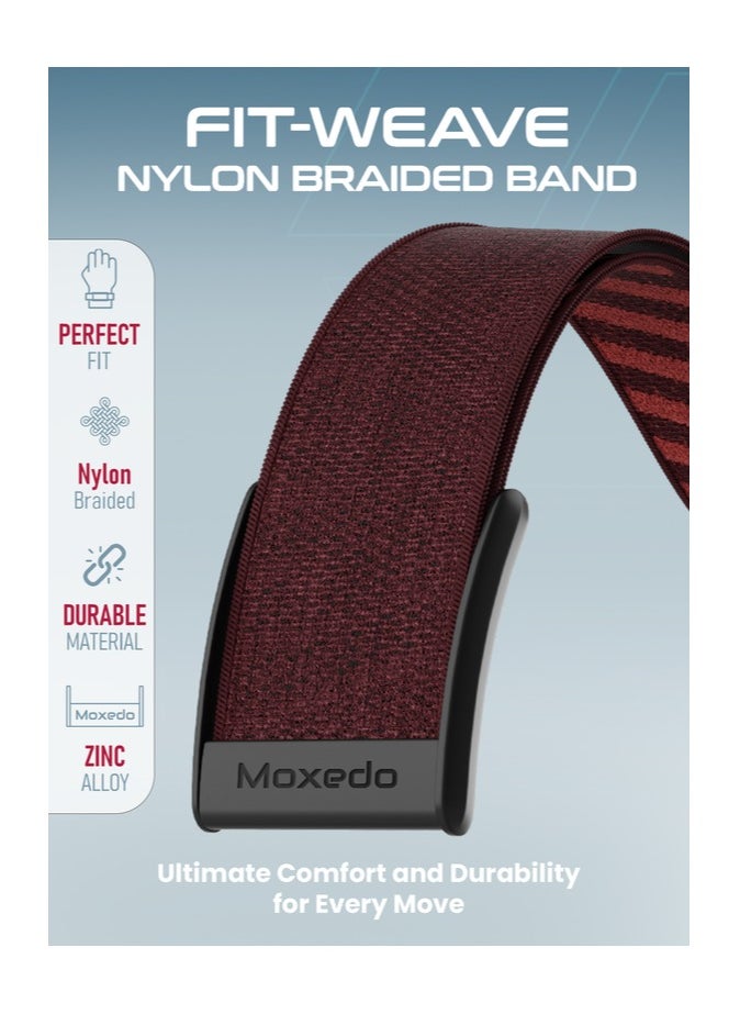 Moxedo Moxedo Fit-Weave Nylon Braided Band - Pomegranate Red  - Image 4
