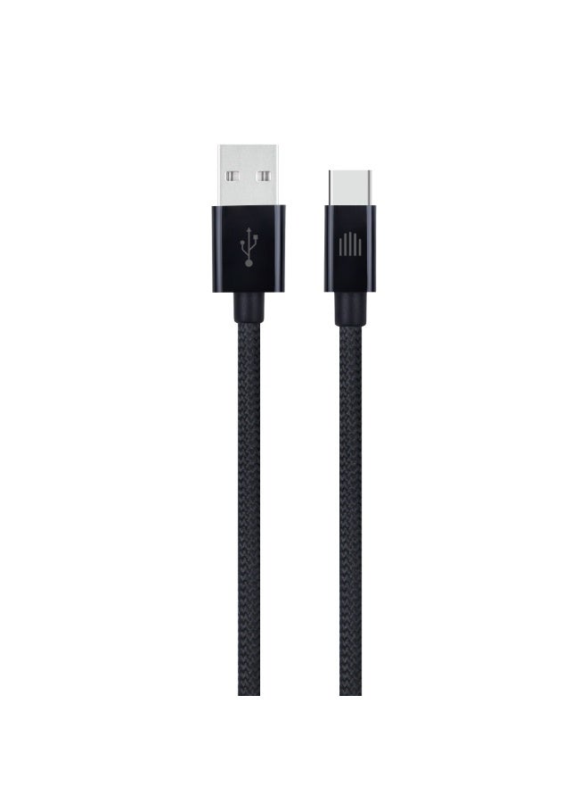 DVICED USB-A to USB-C  Charging & Data transfer 1.25m nylon cable  - Black - Image 1