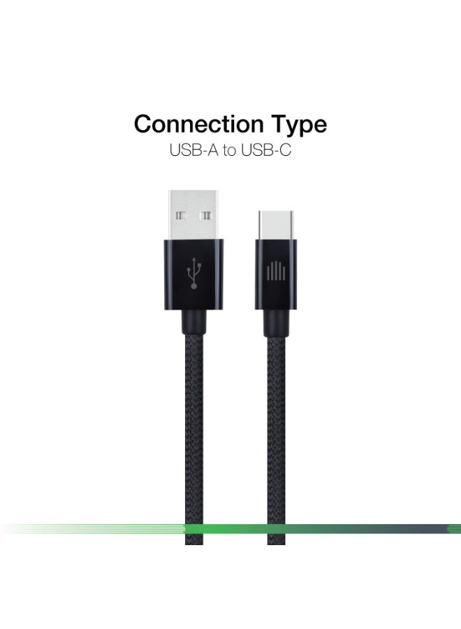 DVICED USB-A to USB-C  Charging & Data transfer 1.25m nylon cable  - Black - Image 2