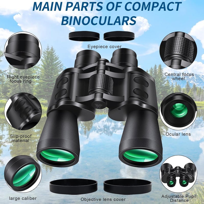 PISEZ 20X50 Binoculars for Adults High Powered with Low Light Vision，Compact Large View Waterproof Binoculars for Bird Watching Hunting Concert Traveling Theater Opera Sightseeing - Image 2