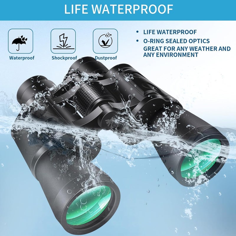 PISEZ 20X50 Binoculars for Adults High Powered with Low Light Vision，Compact Large View Waterproof Binoculars for Bird Watching Hunting Concert Traveling Theater Opera Sightseeing - Image 5