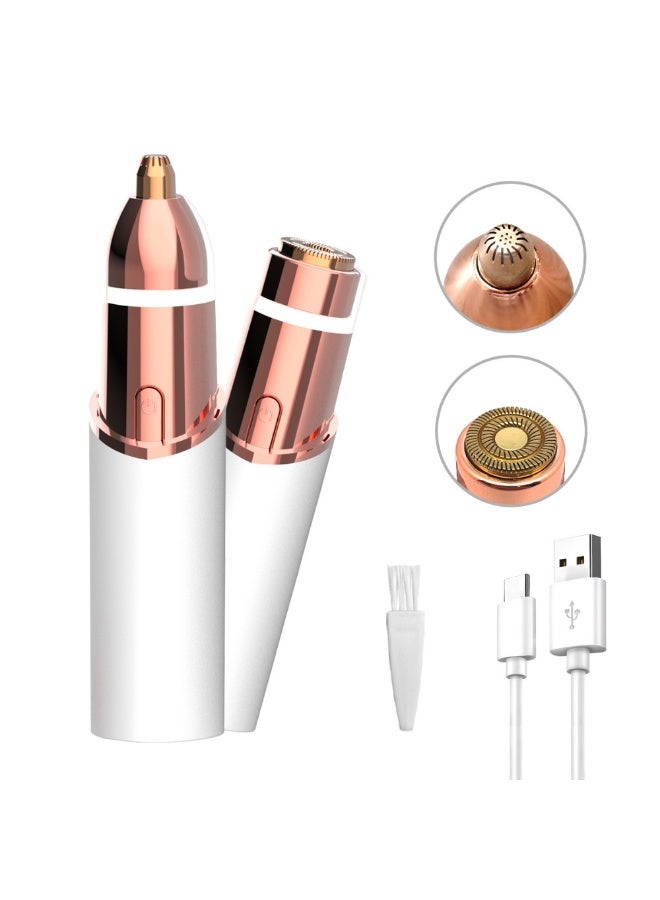 SUCITY Compact&Portable Eyebrow Trimmer,2 in1 Hair Trimmer, Electric Shaver for Women, USB Rechargeable Eyebrow Trimmer Painless Shaver Hair Clippe for Bikini, Nose Hair, Eyebrow, Body, Sideburn - Image 2