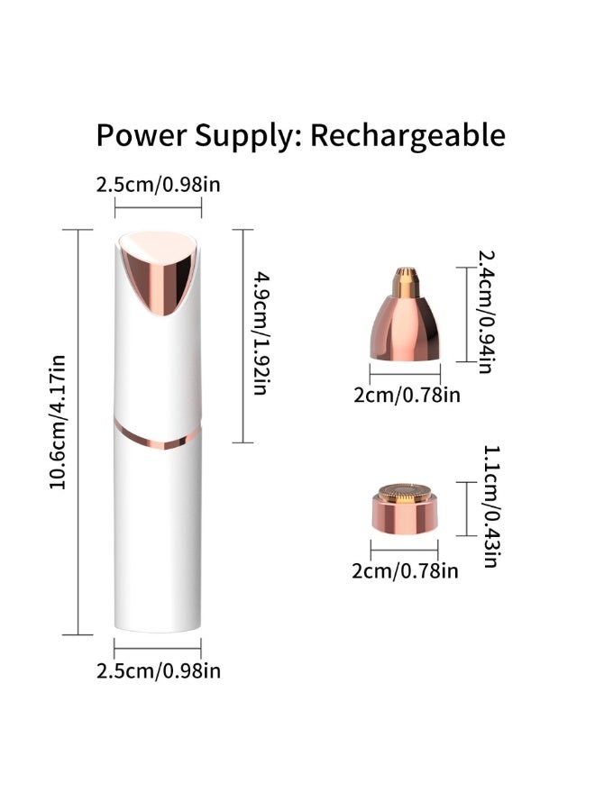 SUCITY Compact&Portable Eyebrow Trimmer,2 in1 Hair Trimmer, Electric Shaver for Women, USB Rechargeable Eyebrow Trimmer Painless Shaver Hair Clippe for Bikini, Nose Hair, Eyebrow, Body, Sideburn - Image 4