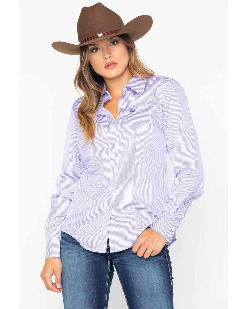 Cinch Women's Tencel Long Sleeve Shirt, Purple, S - Image 5