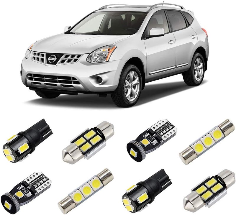 BRISHINE White Interior LED Lights Kit for Nissan Rogue 2008-2013 - Super Bright 6000K LED Bulbs Package with License Plate Lights and Installation Tool - Image 1