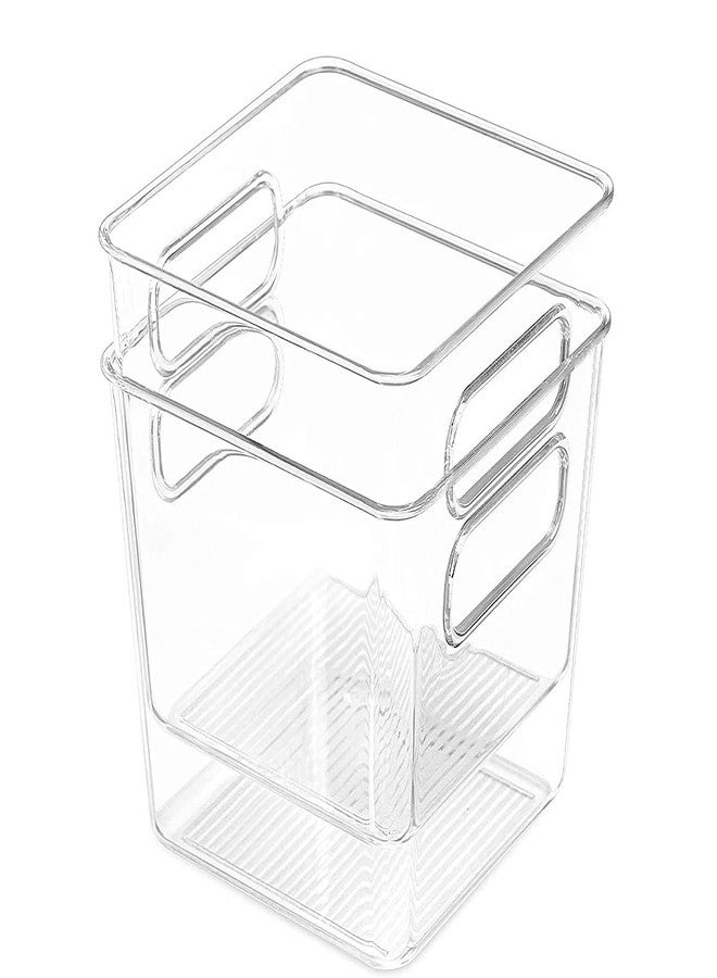 RABBONIX Clear Acrylic Pantry Organizer Bin With Handle For Food Storage, Refrigerator, Fridge, Cabinet, Kitchen, Countertops Etc | Extra Small | Pack of 02 - Image 1