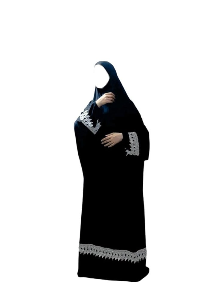 ماركة غير محددة - اسدال صلاة للنساء خمار من قطعة واحدة - خامة فاخرة بإضافة دانتيل ليضفي لمسة من الاناقة - Image 1