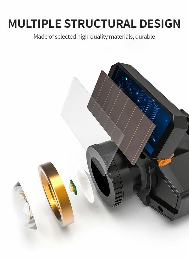 GROIC Solar Headlamp Rechargeable Head lamp with Sensor, 3 Modes Lightweight Waterproof Headlight for Hiking, Camping, Working, Running, Cycling, Fishing - Image 3
