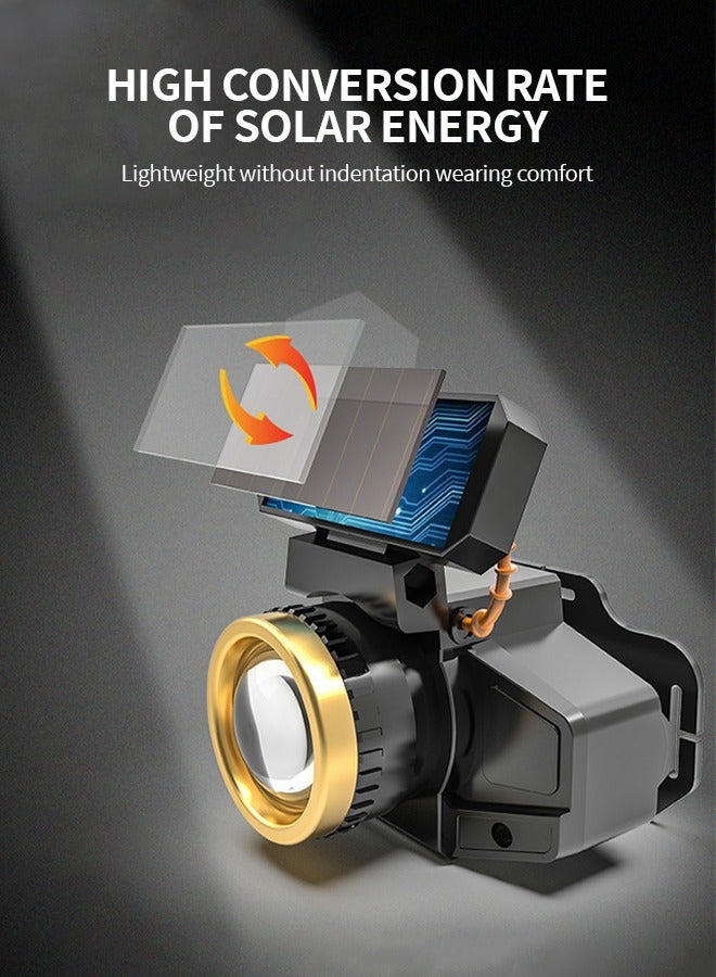 GROIC Solar Headlamp Rechargeable Head lamp with Sensor, 3 Modes Lightweight Waterproof Headlight for Hiking, Camping, Working, Running, Cycling, Fishing - Image 4