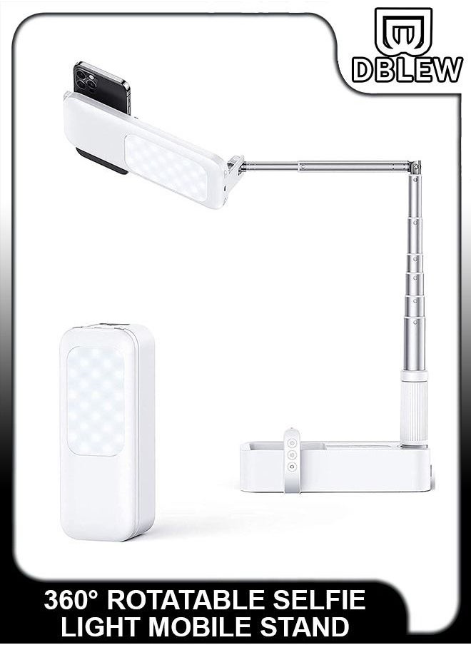 DBLEW - Mini Bluetooth Portable Selfie Ring Light Stick 3200-5500K For Live Stream Make Up Photography YouTube Vlog Streaming TikTok Reels Videos Recording LED Camera Extendable Foldable Desk Lamp For iPho - Image 1
