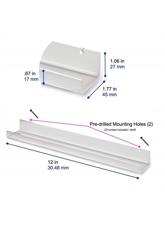 BY ALEGORY Acrylic Makeup Wall Organizing Shelves Nail Polish, Eyelashes, Foundations Cosmetics | 12 inch shelf (Pack of 5) Hardware Incl'd - Image 3