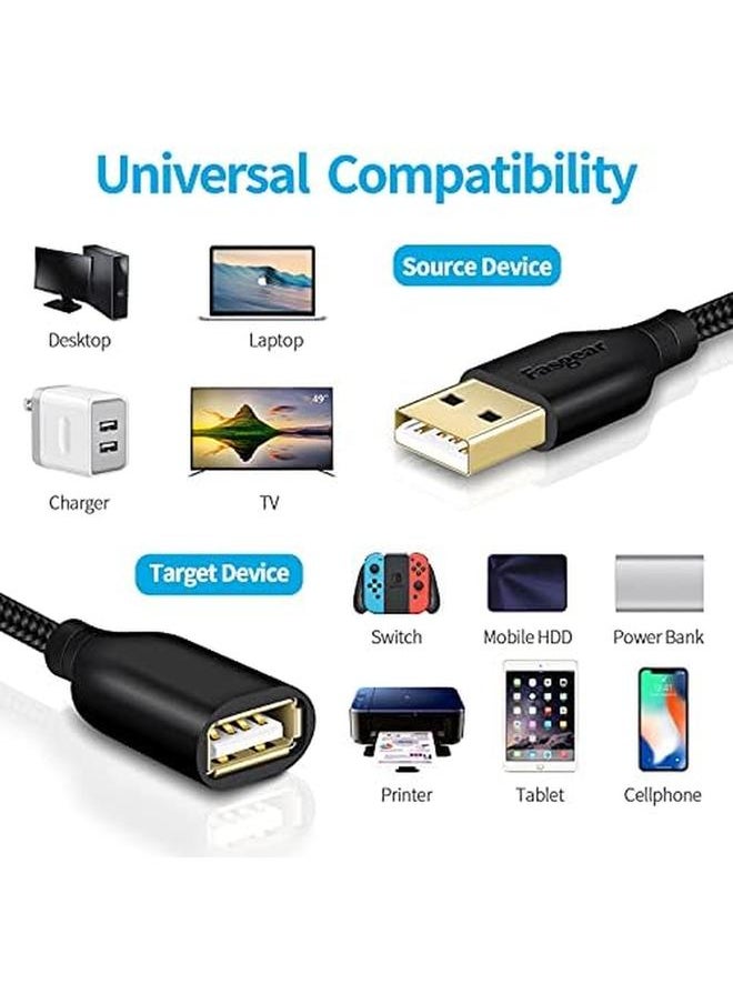 Fasgear Usb 2.0 Extension Cable 10Ft A Male To A Female Usb Extension Lead For Charging And Syncing Usb Extender For Printers Cameras Mouse Keyboards And Other Computer Accessories 3M Black  - Image 4