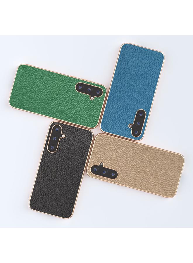 erorex Case For Samsung Galaxy S23 FE 5G Nano Electroplating Genuine Leather Litchi Texture Phone Case - Image 5