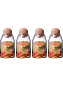 Perfii 4pcs Clear Glass Jar Food Storage with Airtight Seal Ball Cork Lid for Transparent Sealed Canisters for Tea Coffee Spice Sugar Salt and Candy  - Image 1