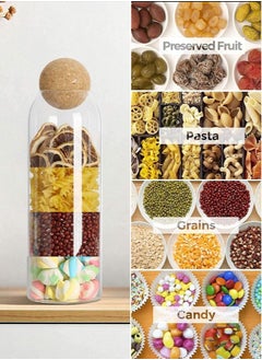 Perfii 4pcs Clear Glass Jar Food Storage with Airtight Seal Ball Cork Lid for Transparent Sealed Canisters for Tea Coffee Spice Sugar Salt and Candy  - Image 5