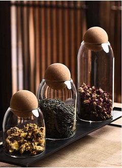 Perfii 4pcs Clear Glass Jar Food Storage with Airtight Seal Ball Cork Lid for Transparent Sealed Canisters for Tea Coffee Spice Sugar Salt and Candy  - Image 2