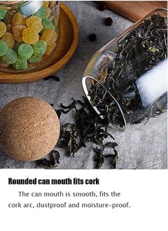 Perfii 4pcs Clear Glass Jar Food Storage with Airtight Seal Ball Cork Lid for Transparent Sealed Canisters for Tea Coffee Spice Sugar Salt and Candy  - Image 3