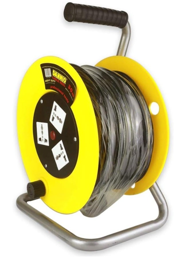 Dannio Power Extension Cable Reel 20M 2.5mm with 3 sockets (Black) - Image 3