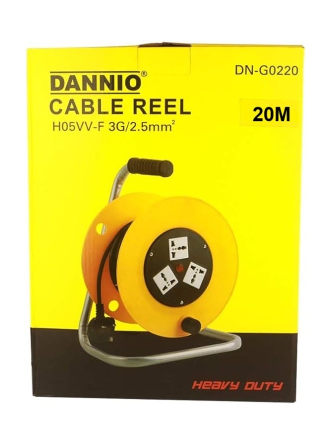 Dannio Power Extension Cable Reel 20M 2.5mm with 3 sockets (Black) - Image 1