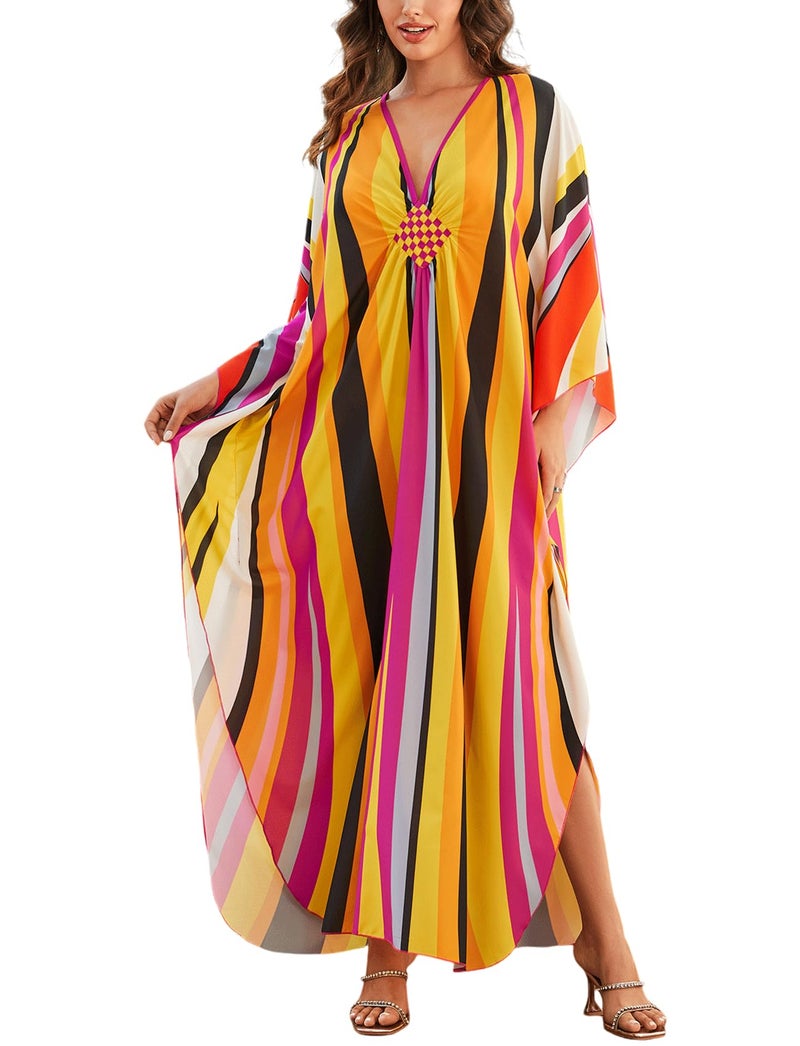 KECVOT Kaftan Dresses for Women Plus Size Batwing Sleeve Caftans Long Bathing Suit Cover Up Maxi Beach Dress Loungewear - Image 1