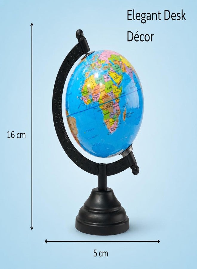 SMAX Mini World Globe for Study Table & Office Desk | Rotating Educational Political Earth Globe for Kids & Students | Small Desk Globe with World Map | Decorative Crystal Style - Image 4