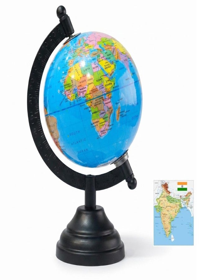 SMAX Mini World Globe for Study Table & Office Desk | Rotating Educational Political Earth Globe for Kids & Students | Small Desk Globe with World Map | Decorative Crystal Style - Image 1