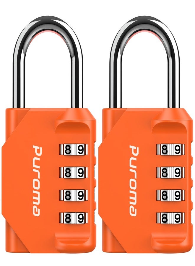 Puroma 2 Pack Combination Lock for Locker 4 Digit Outdoor Waterproof Padlock for School, Gym, Sports, Fence, Toolbox, Gate, Case, Outdoor, Hasp Storage, Cabinets (Orange) - Image 1