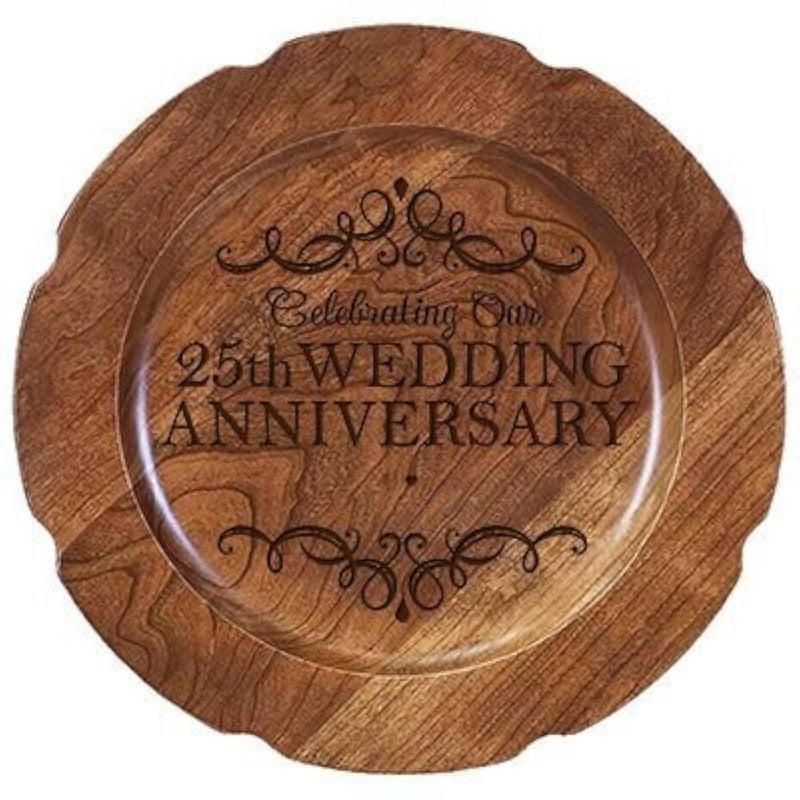 LifeSong Milestones LifeSong Milestones Personalized 25th Wedding Anniversary Cherry Cake Stand Gift 10 Custom Engraved for Husband or Wife 25th Year with Special Dates Anniversary Design 1 