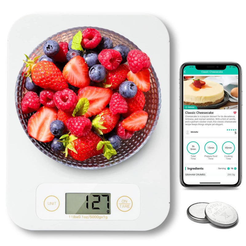 Smart Food Scale Digital Food Scales Grams and Ounces with Nutritional Calculator Food Scale for Weight Loss Kitchen Scales for Food Nutrition Calorie Scale for Diet Keto Diabetics 01oz11lb