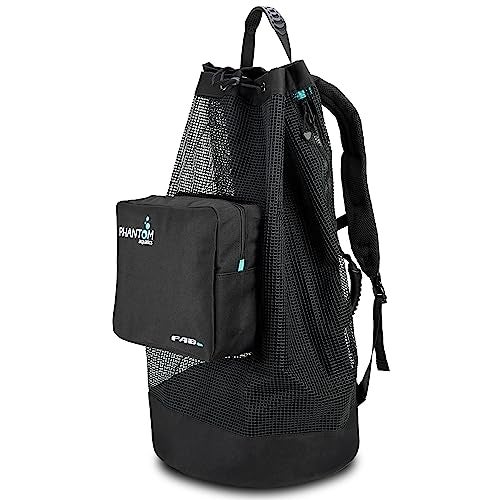 Phantom Aquatics Scuba Snorkeling Spearfishing Freediving Cruise Mesh Duffle Bag with Shoulder Strap and Spiral Zipper Closure (Black, Mesh Backpack) - Image 2