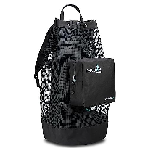 Phantom Aquatics Scuba Snorkeling Spearfishing Freediving Cruise Mesh Duffle Bag with Shoulder Strap and Spiral Zipper Closure (Black, Mesh Backpack) - Image 4