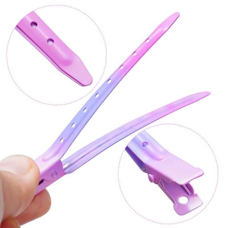 Bantoye 24 Packs Duck Bill Clips, Bantoye 3.35 Inches Rustproof Metal Alligator Curl Clips with Holes for Hair Styling, Hair Coloring, Gradient Pink - Image 3