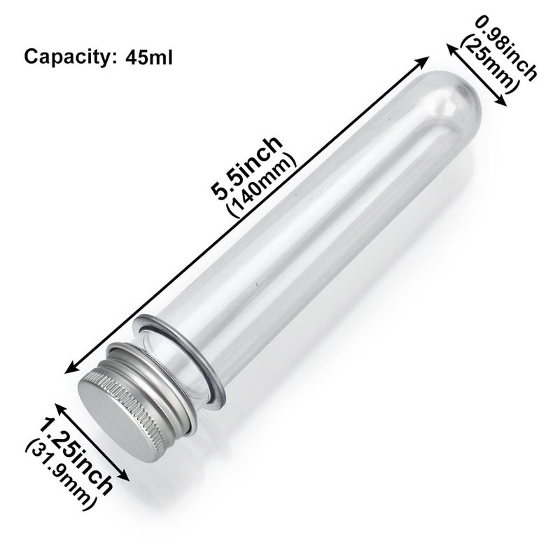 AccEncyc 6PCS Plastic Test Tubes with Screw Caps 45ml Clear Tubes for Scientific Experiments, Party Decoration, Sample, Candy, Bath Salt, Storage - Image 2