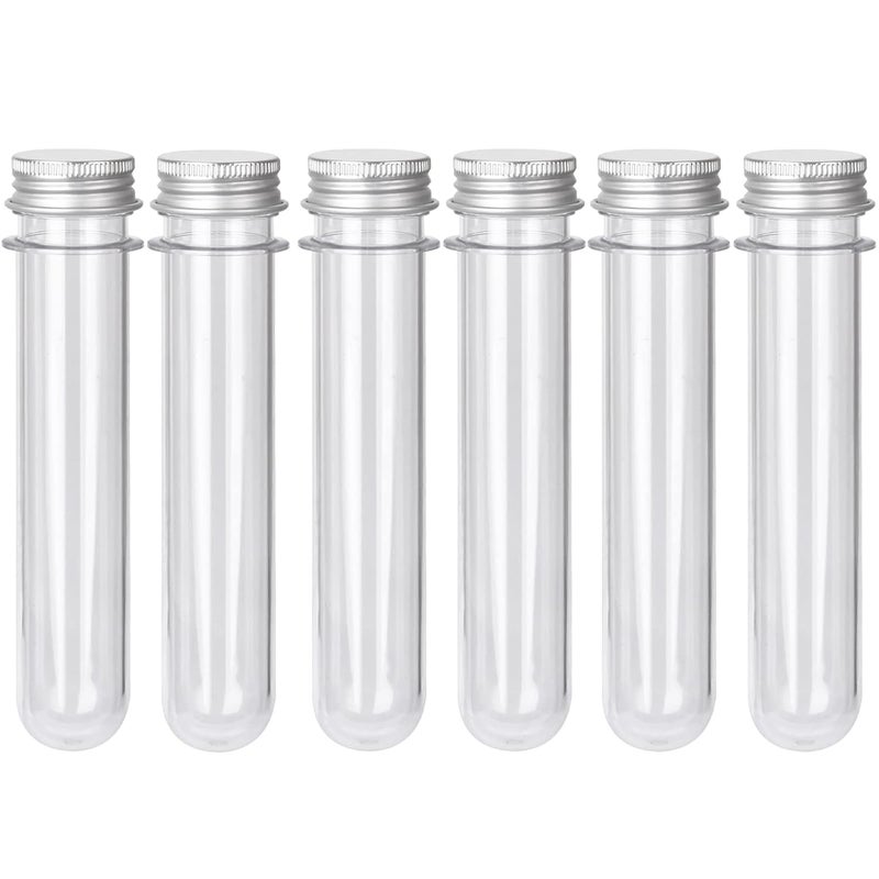 AccEncyc 6PCS Plastic Test Tubes with Screw Caps 45ml Clear Tubes for Scientific Experiments, Party Decoration, Sample, Candy, Bath Salt, Storage - Image 1