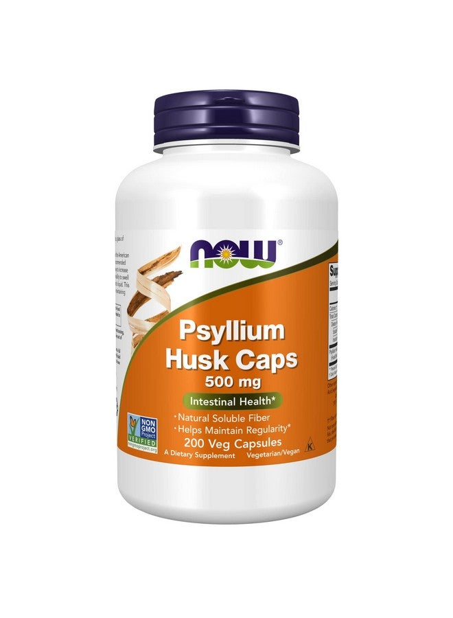 now Supplements Psyllium Husk Caps 500 Mg Nongmo Project Verified Natural Soluble Fiber Intestinal Health* 200 Veg Capsules - Image 2