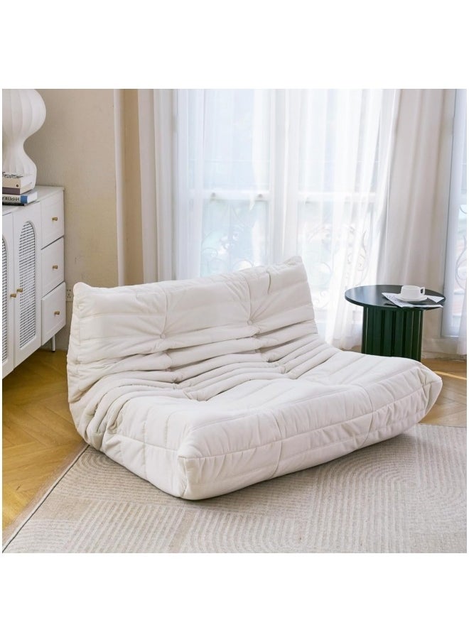 GGEROU Bean Bag Chair, 2 Seater Lazy Sofa, Large Bean Bag Chair for Adults with High-Resilience Foam, Non-Slip Base Floor Lounge Sofa,Living Room Beige  - Image 1