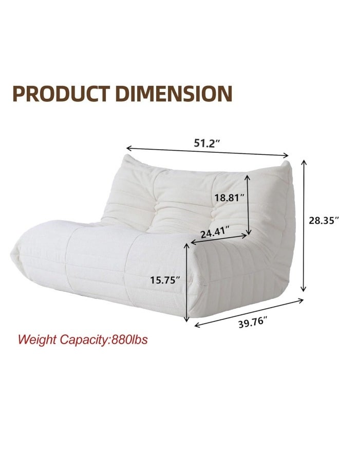 GGEROU Bean Bag Chair, 2 Seater Lazy Sofa, Large Bean Bag Chair for Adults with High-Resilience Foam, Non-Slip Base Floor Lounge Sofa,Living Room Beige  - Image 2