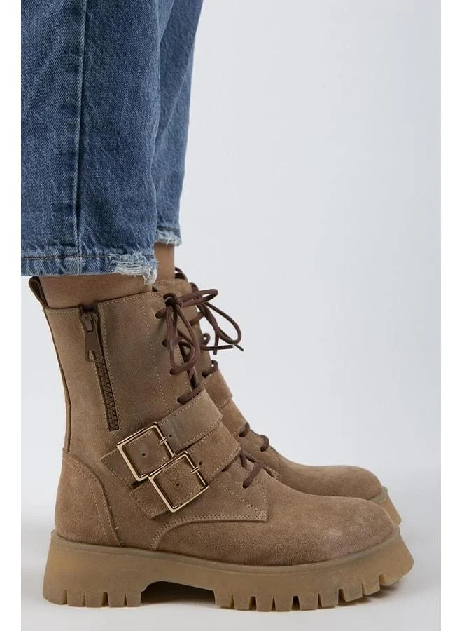Manijero  Hannah Women's Real Leather Lace-up Zip Sand Suede Boot. for Women | Best Price UAE