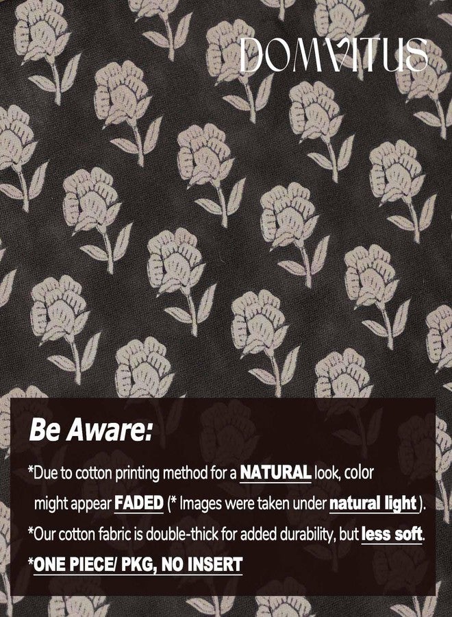 DOMVITUS Floral Pillow Covers 20x20 Throw Pillow Covers Decorative Block Floral Print Vintage Pillow Cover for Living Room Couch Bed, Black, 1PC - Image 3