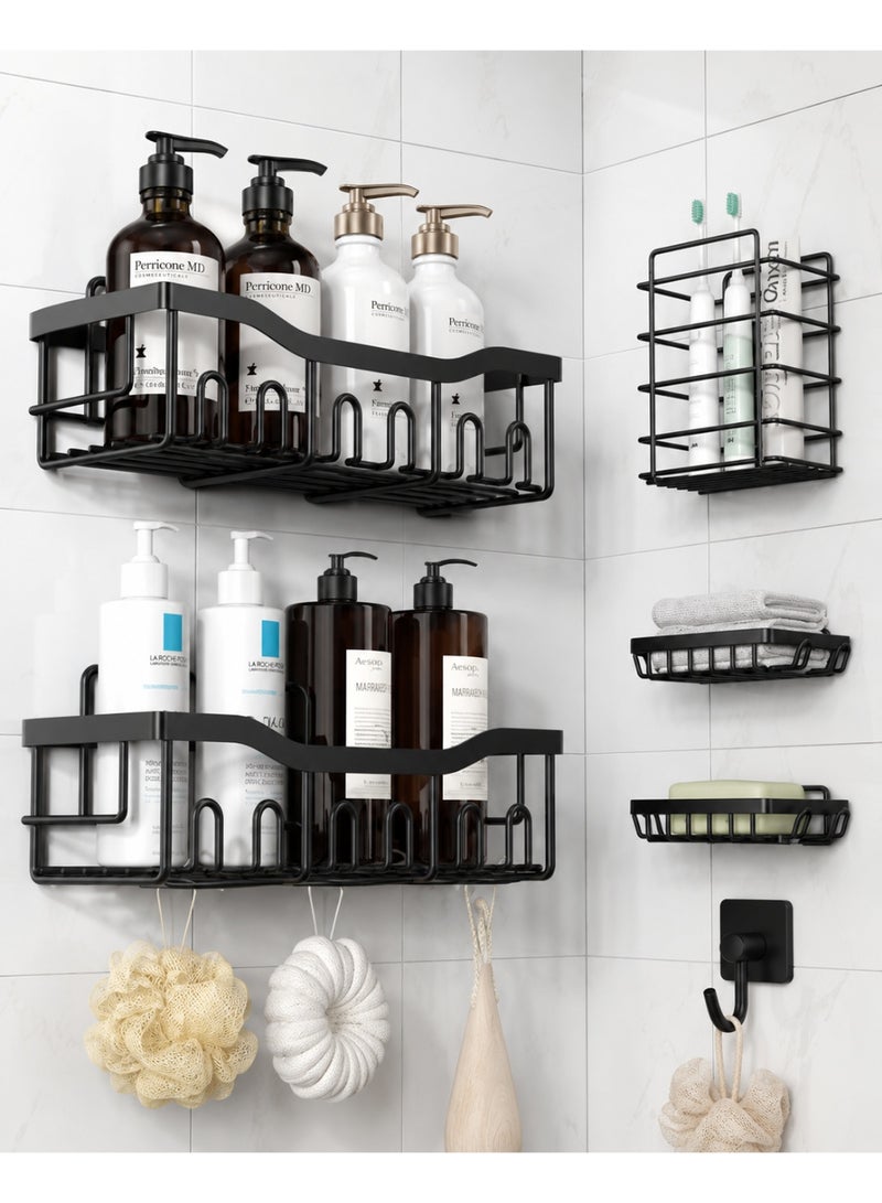 Zaprus Shower Caddy 5-Pack – Rustproof Stainless Steel Bathroom Organizer Shower Shelf with Strong Adhesive | No Drilling Wall-Mounted Shower Rack for Bathroom Storage & Kitchen | Large Capacity, Waterproof, Easy to Inst - Image 1