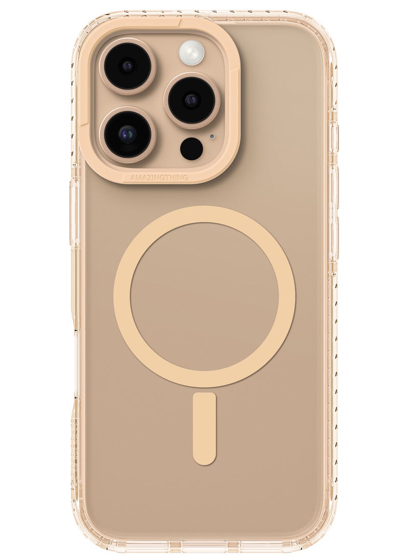 AMAZINGthing Titan PRO Magnetic (10Feet) Drop Proof for iPhone 16 PRO Case Cover Compatible with MagSafe - Desert Titanium 