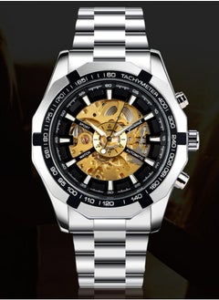 Generic Men's Stainless Steel Mechanical Watch - Screw Crown, Transparent Bottom, Double-Sided Press Buckle  - Image 2
