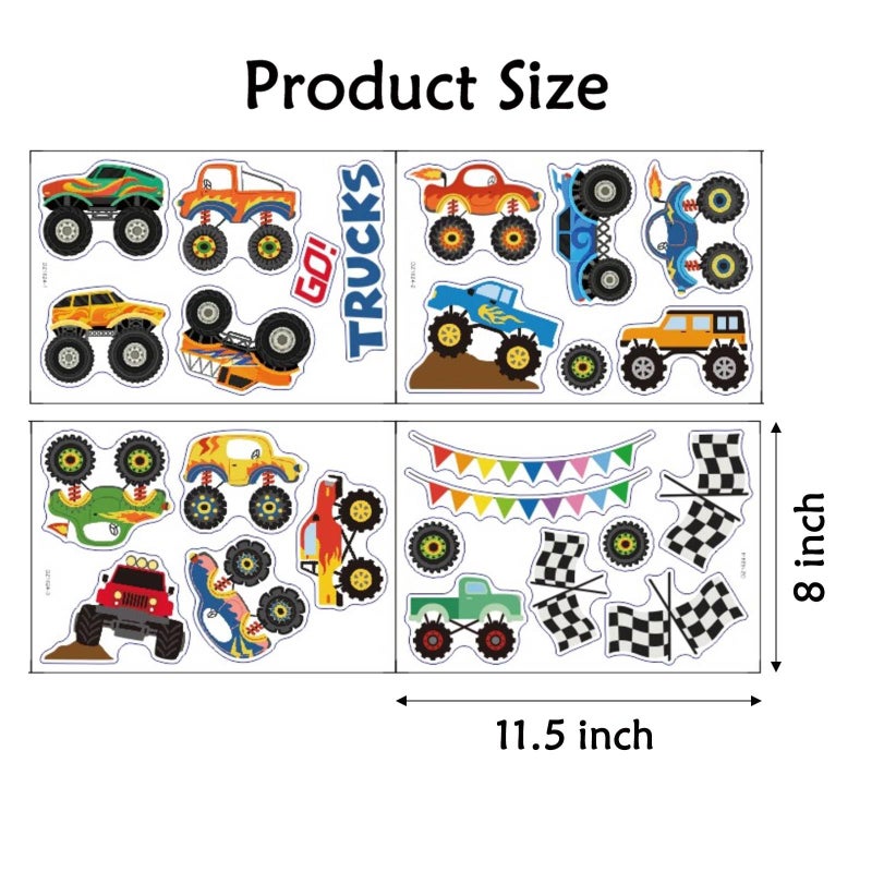 Saomour 25 Pieces Monster Truck Stickers Wall Decals Wall Stickers for Bedroom for Living Room Kids Bedroom Baby Nursery Playroom Wall Decor - Image 4