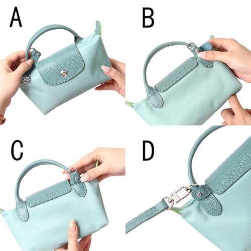 KOMHPS Purse Straps Replacement, Leather Handbag Crossbody Shoulder Strap Kit Adjustable for Mini Longcamp Tote Bag Women - Image 3