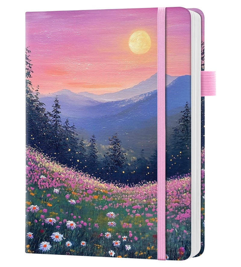 Taja Pretty Lined Journal For Women  Aesthetic Cute Hardcover Leather Journal For Writing  A5 College Ruled Notebook For Work & Note Taking  Perfect For Office School Home  160 Pages  Twilight Bloom - Image 1