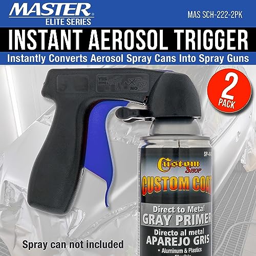 Master Airbrush Instant Aerosol Trigger Handle (2 Pack) - Attach to Convert Spray Cans into Spray Guns - Universal Fit, Use on Spray Paint, Adhesives - Reusable, Clip-On & Off, Full Comfort Hand Grip - Image 2
