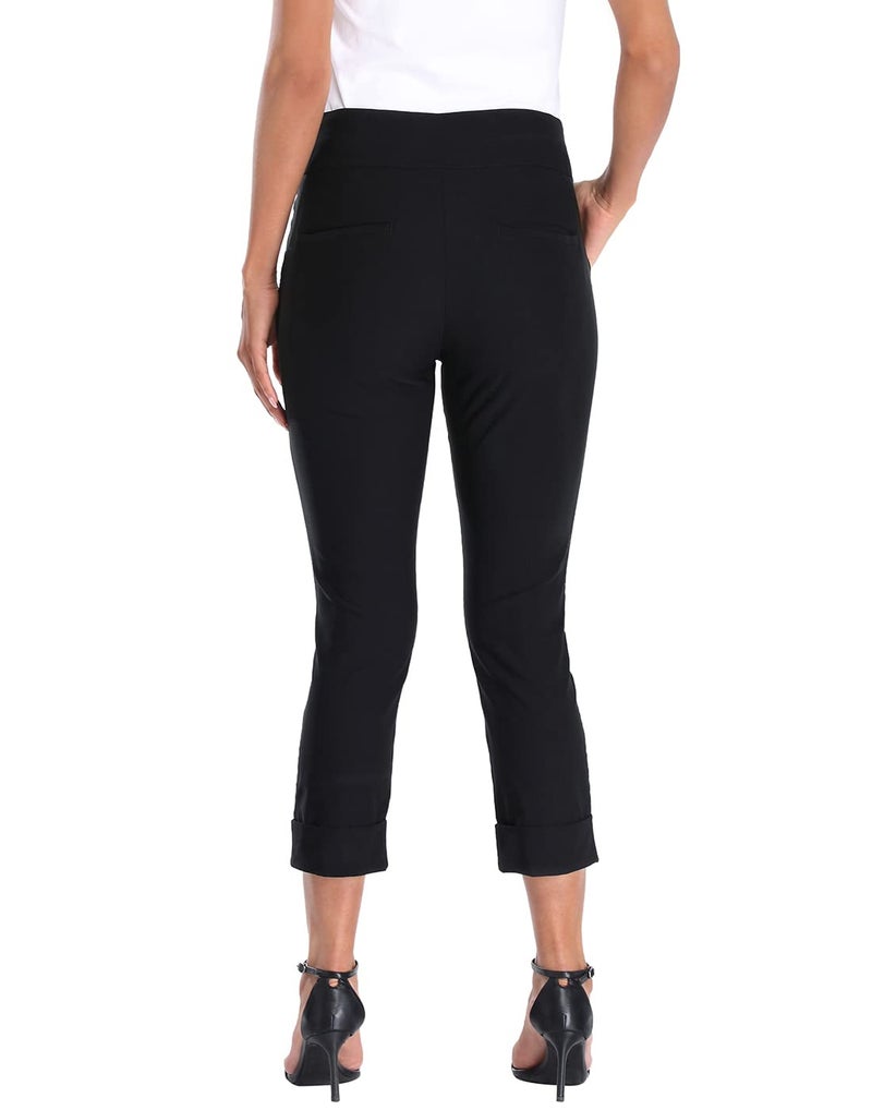 HDE Pull On Capri Pants for Women with Pockets Elastic Waist Cropped Work Pants Black - M - Image 5